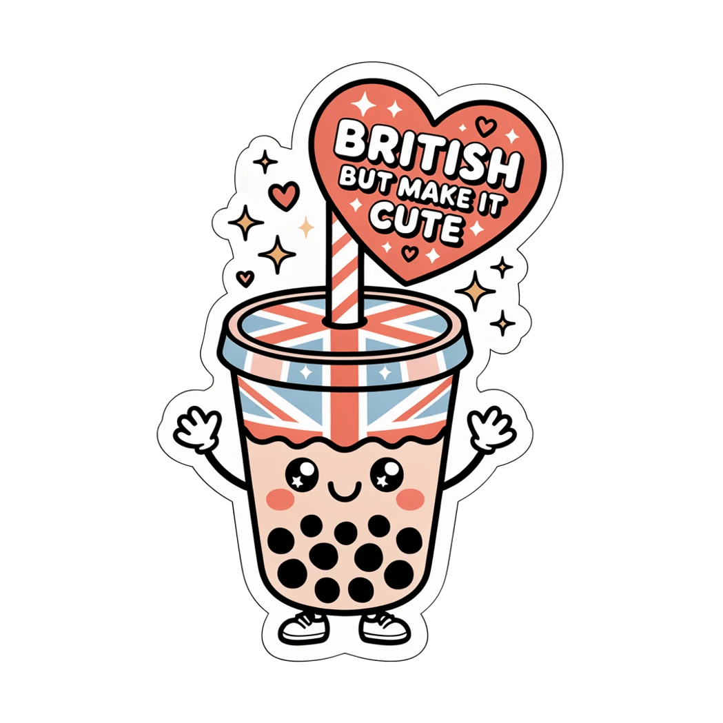 Cute British Bubble Tea Vinyl Sticker