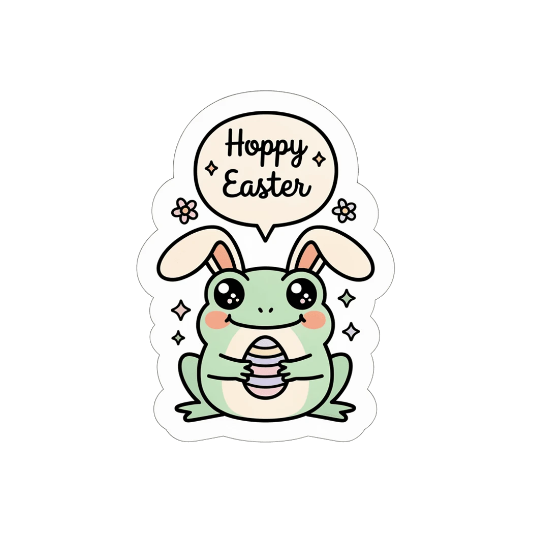 Cute Hoppy Easter Frog Bunny Vinyl Sticker