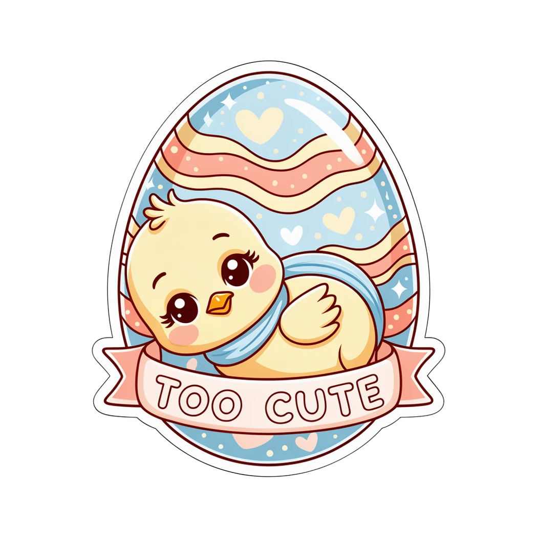 Cute Chick in Easter Egg Too Cute Vinyl Sticker