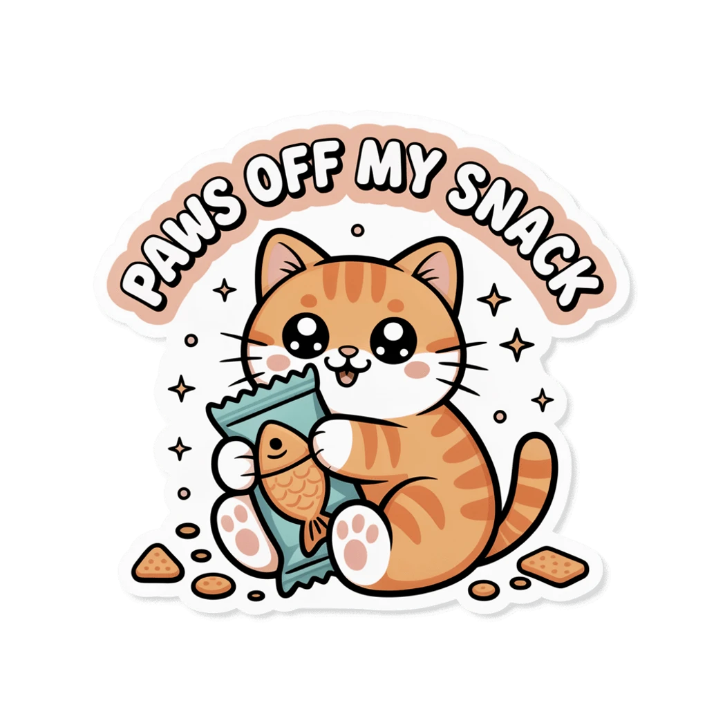 Cute Paws Off My Snack Cat Vinyl Sticker
