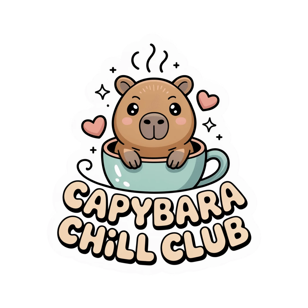 Cute Capybara Chill Club Coffee Cup Sticker