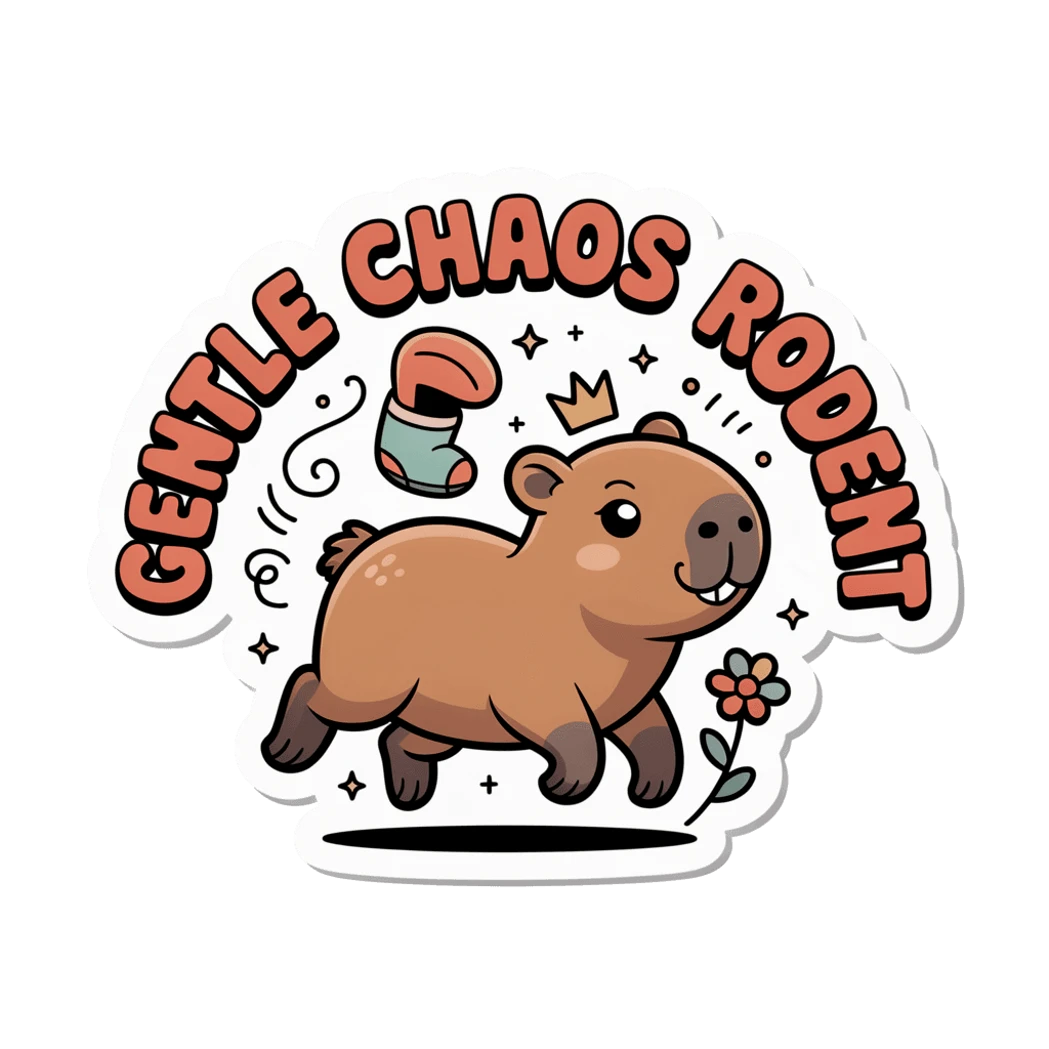 Gentle Chaos Rodent Capybara Cute Vinyl Sticker