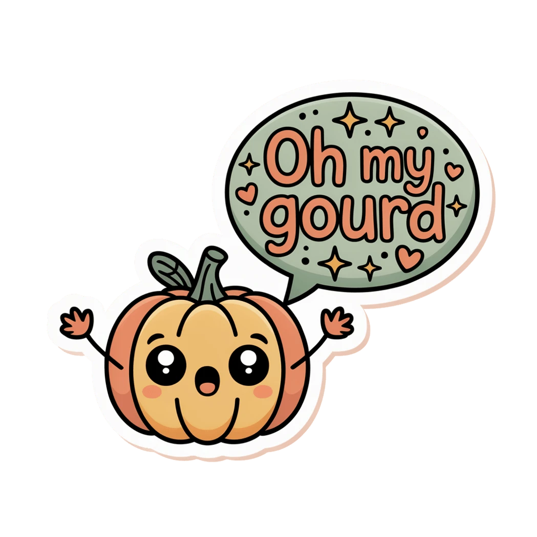 Cute Oh My Gourd Kawaii Pumpkin Vinyl Sticker