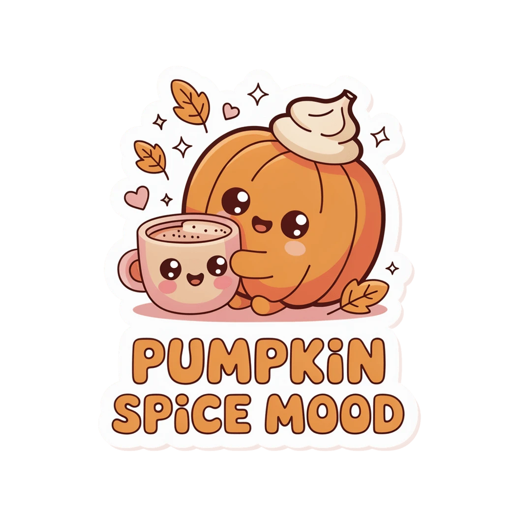 Kawaii Pumpkin Spice Mood Coffee Vinyl Sticker