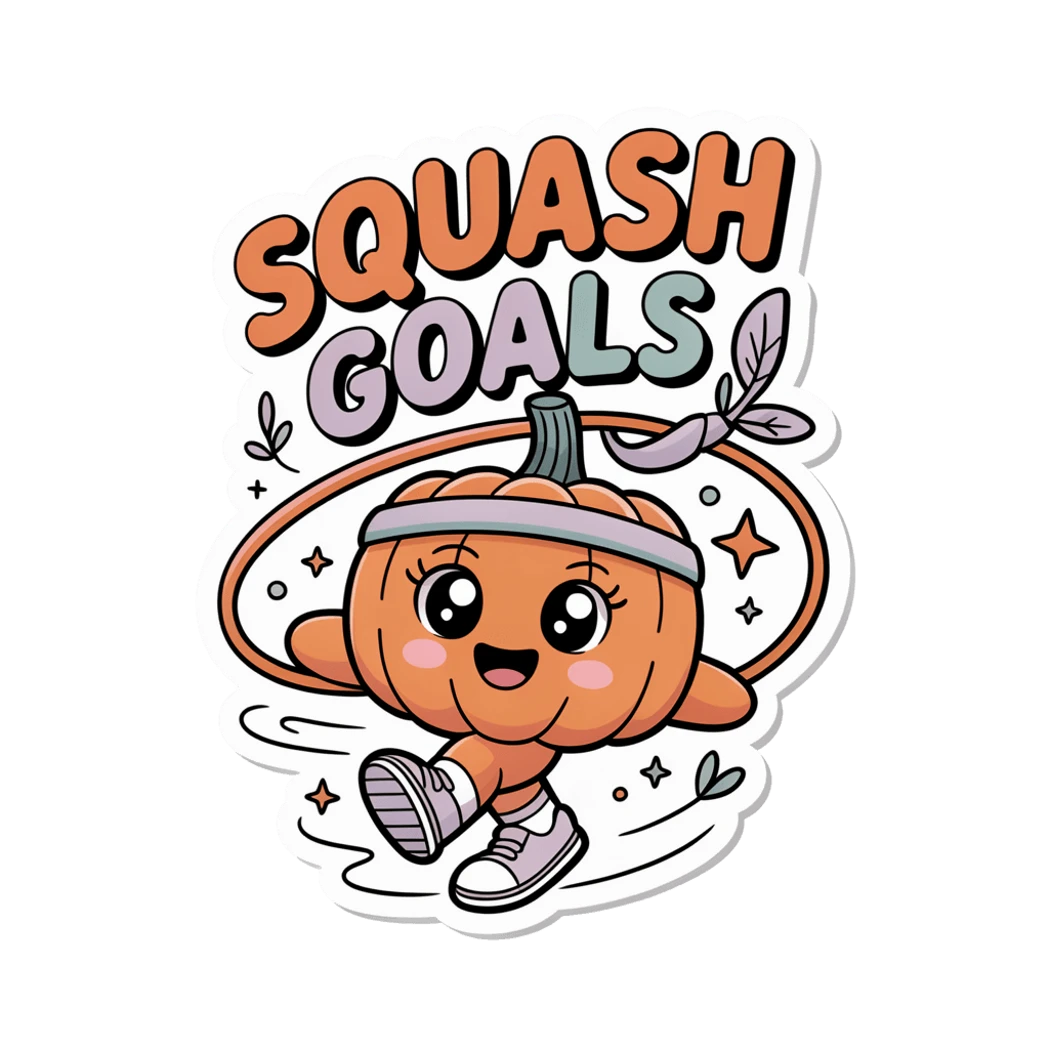 Kawaii Squash Goals Pumpkin Workout Sticker