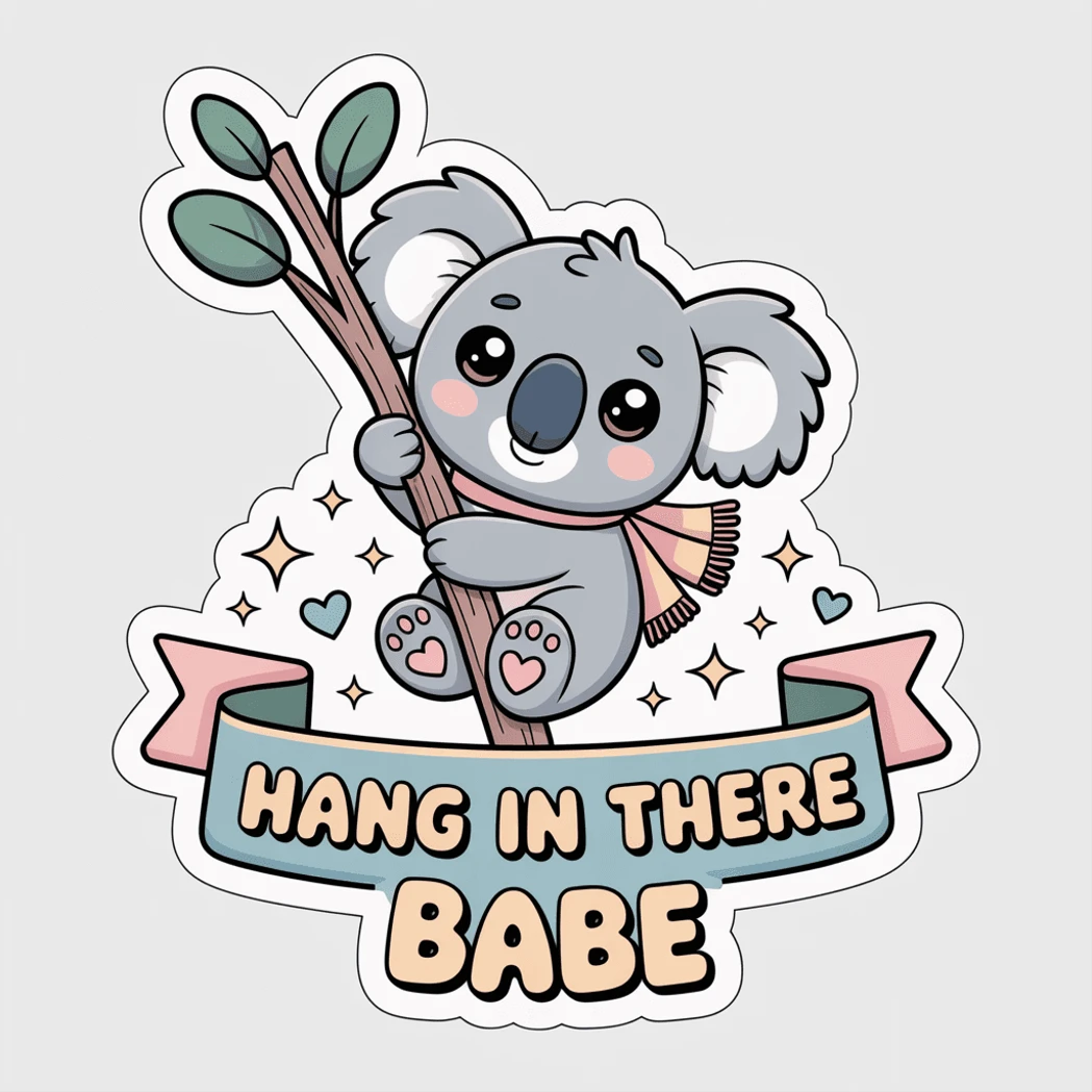Cute Hang In There Koala Motivational Vinyl Sticker