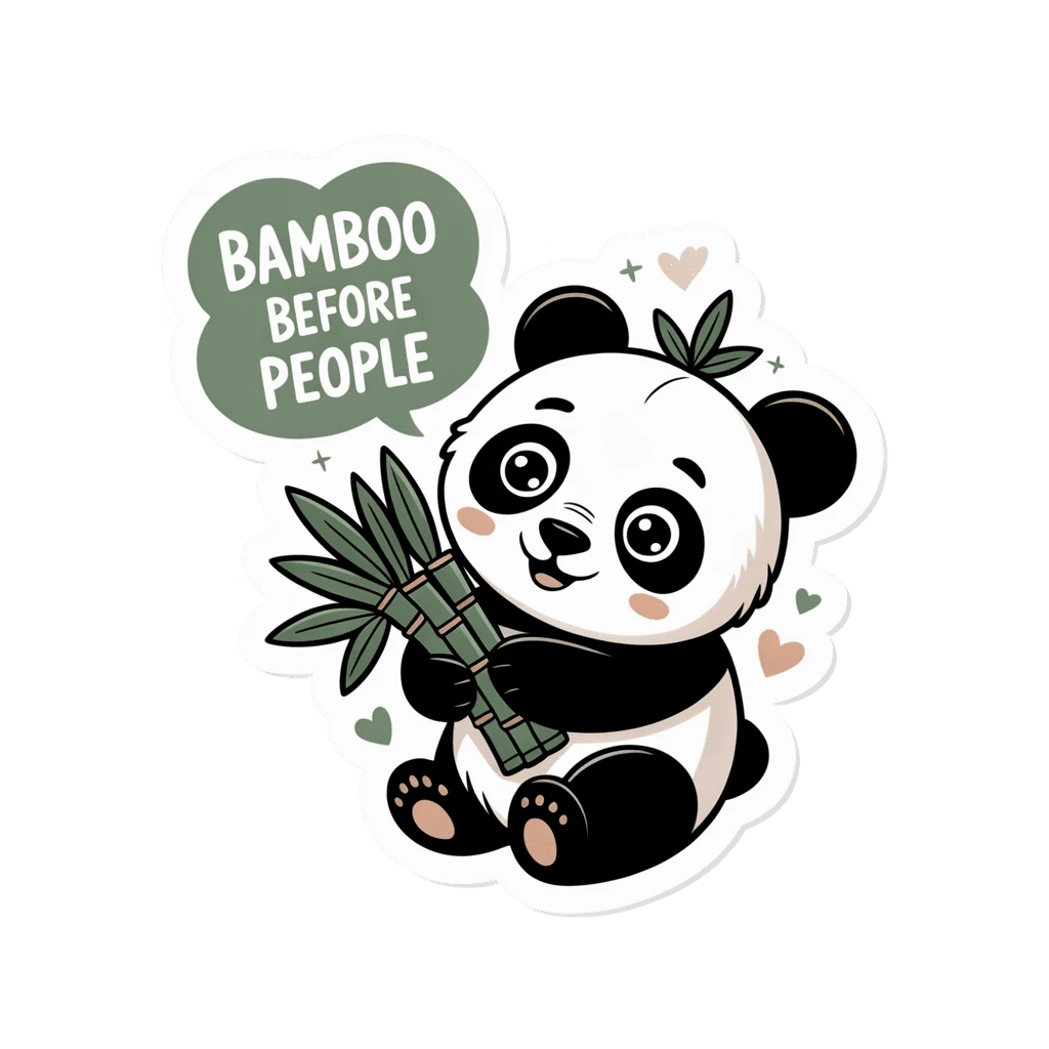 Cute Panda Bamboo Before People Vinyl Sticker