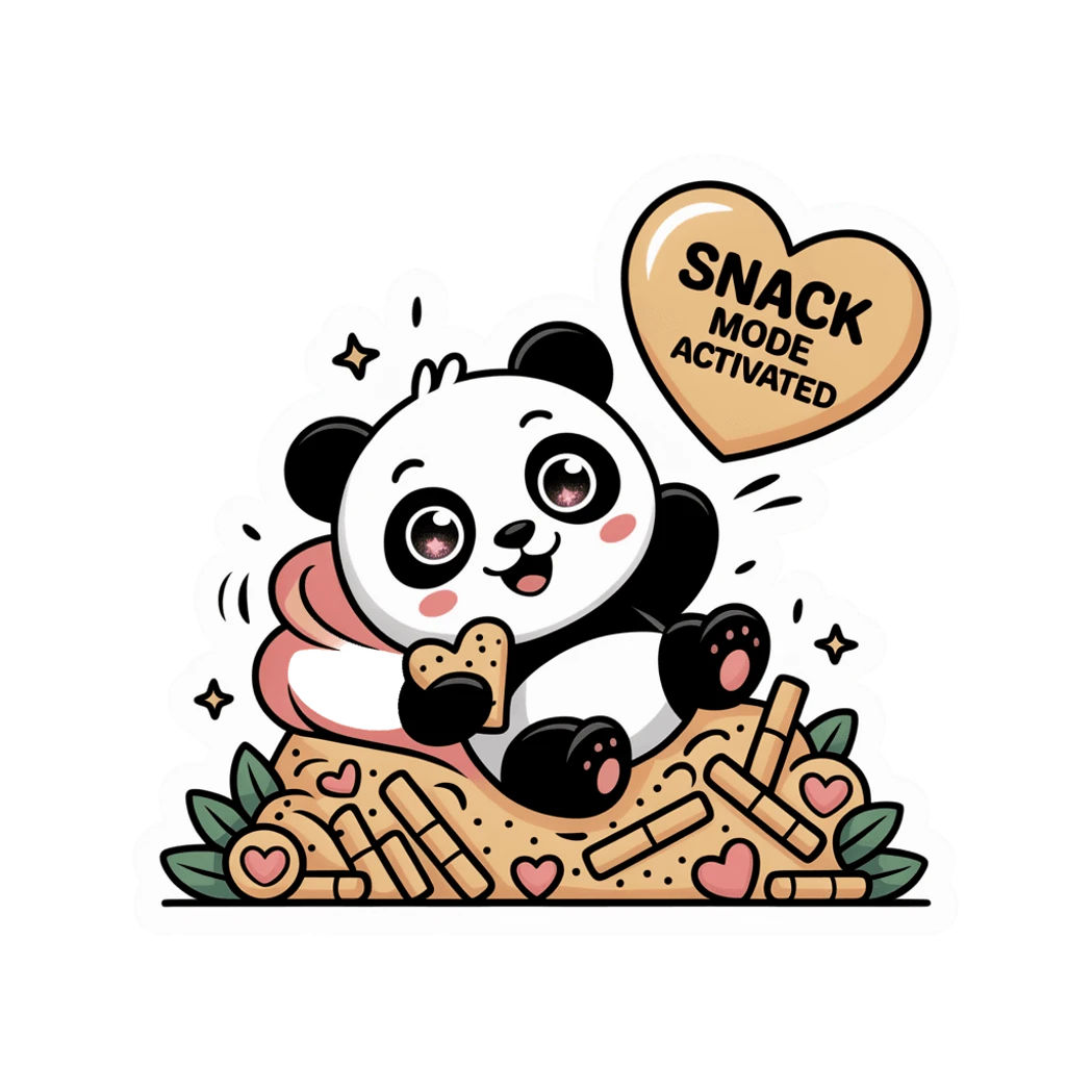 Kawaii Panda Snack Mode Activated Vinyl Sticker