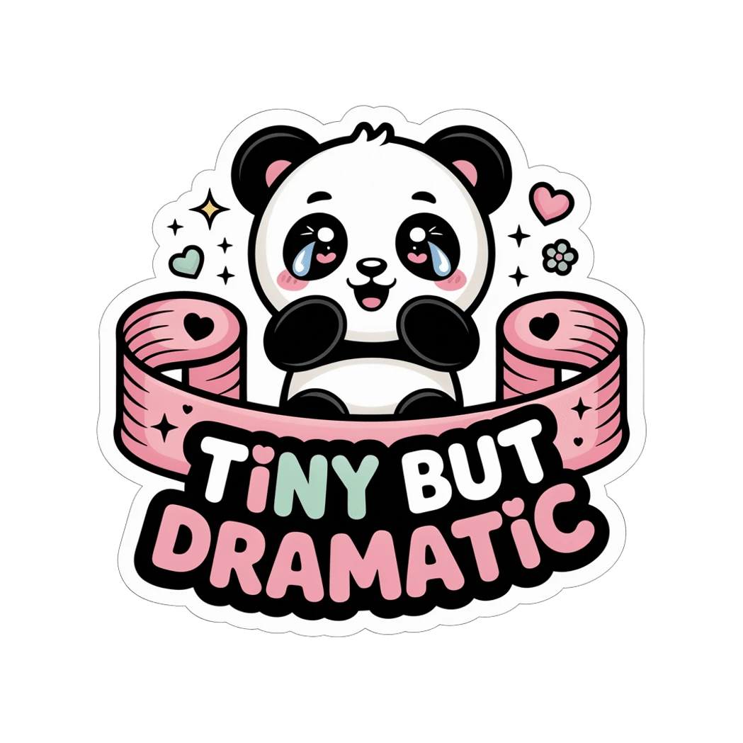 Cute Tiny But Dramatic Panda Kawaii Sticker