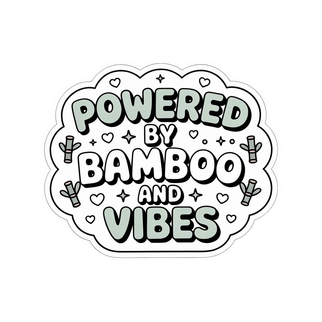 Powered by Bamboo and Vibes Cute Panda Sticker