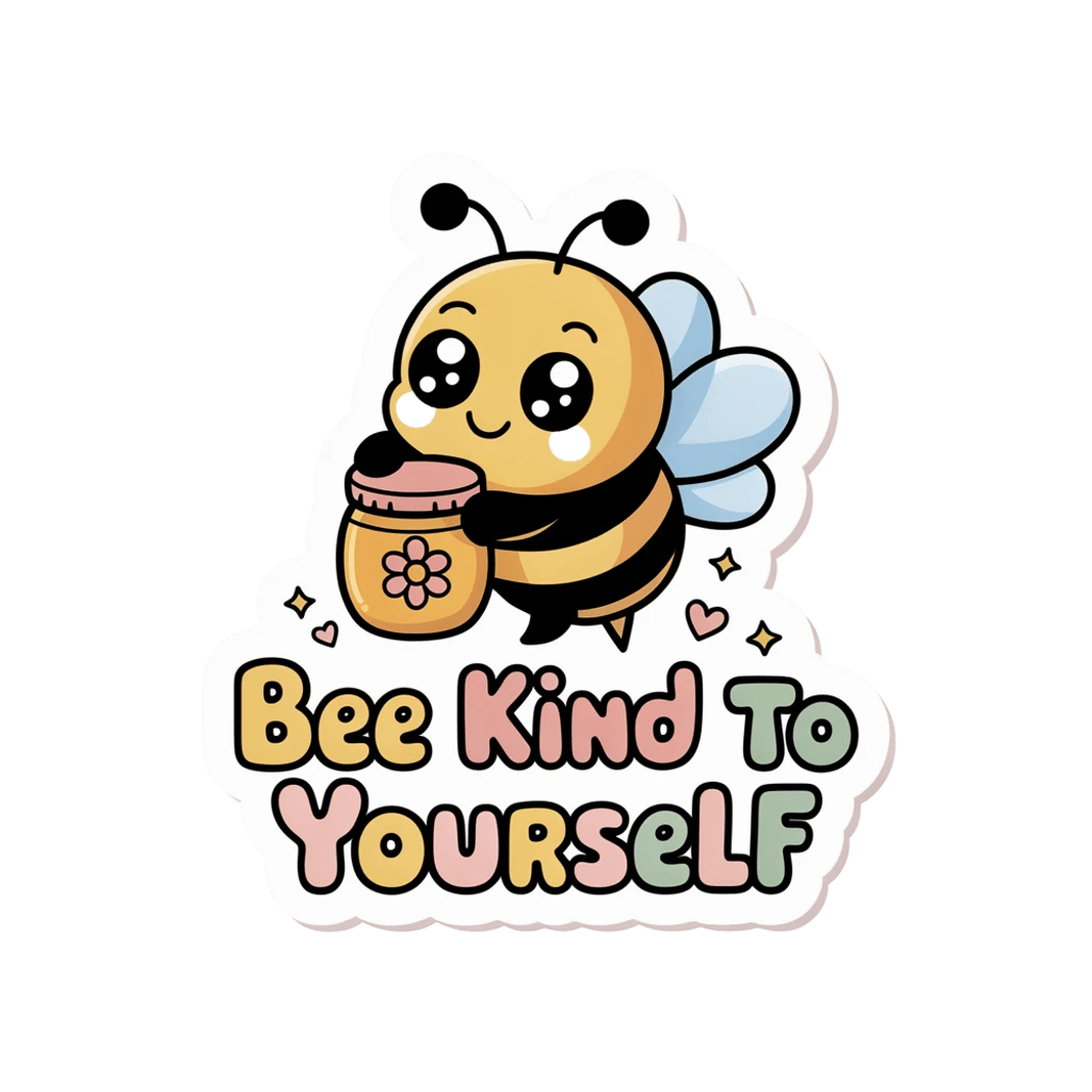 Cute Bee Kind To Yourself Motivational Vinyl Sticker