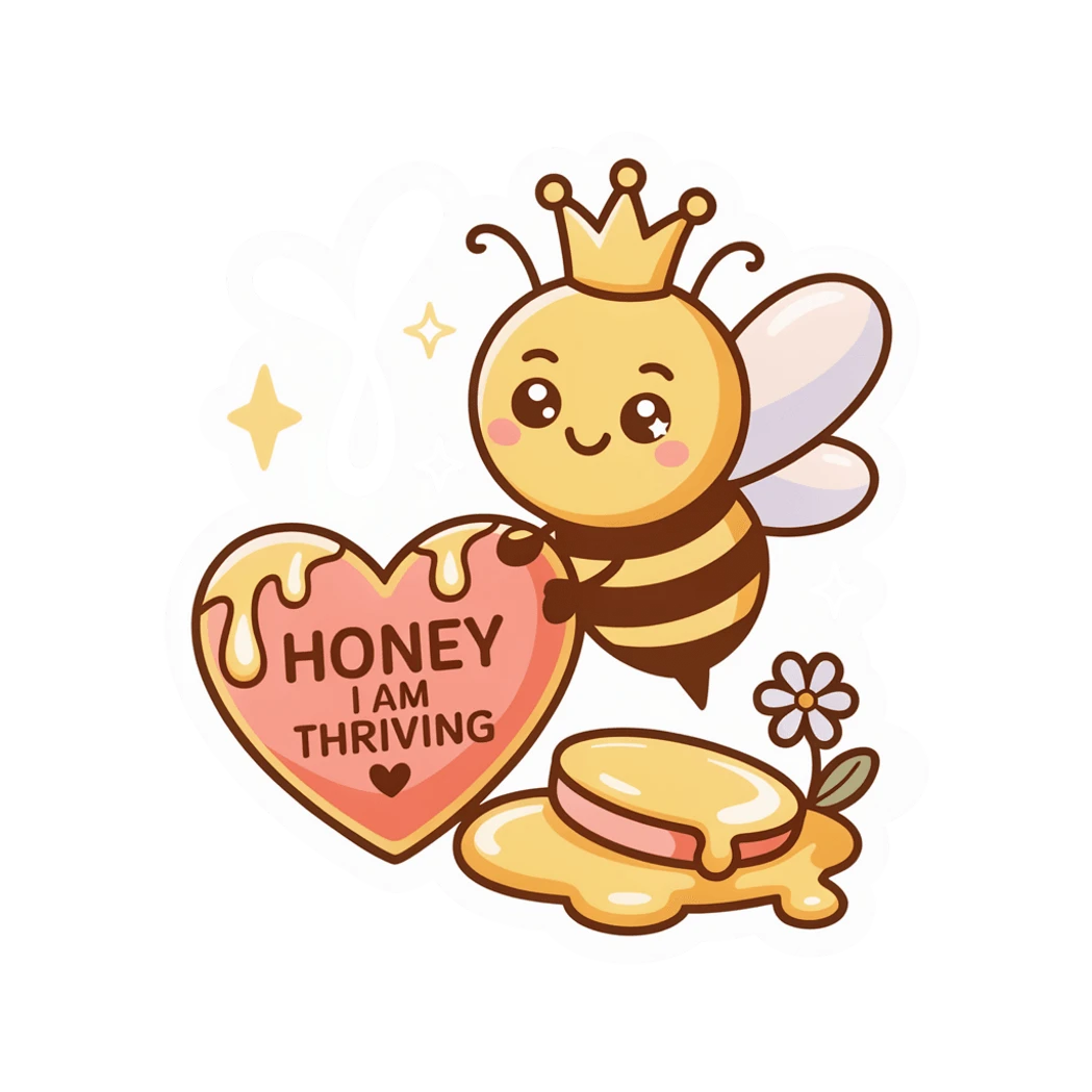 Cute Queen Bee Honey I Am Thriving Vinyl Sticker