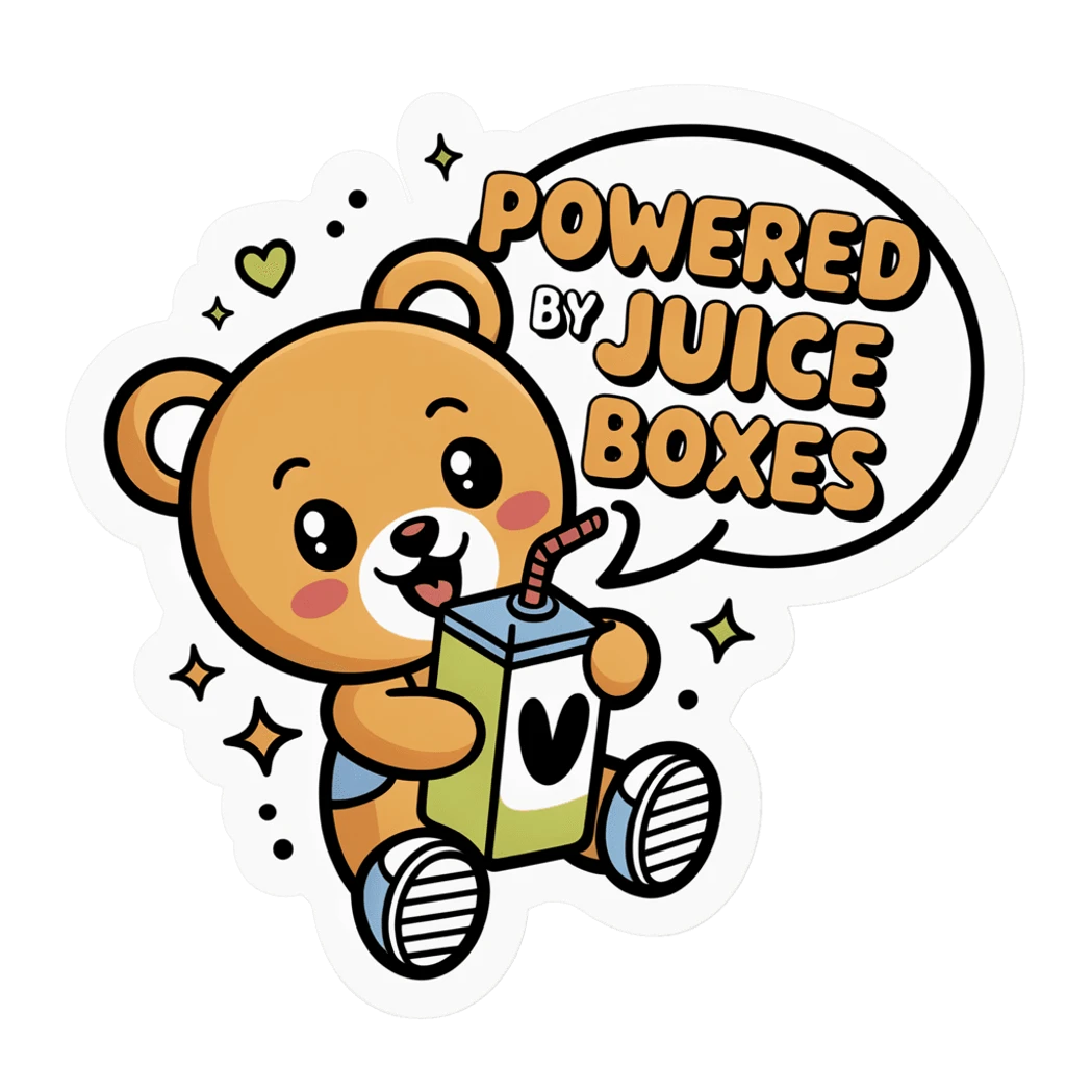 Cute Bear Powered by Juice Boxes Kawaii Sticker