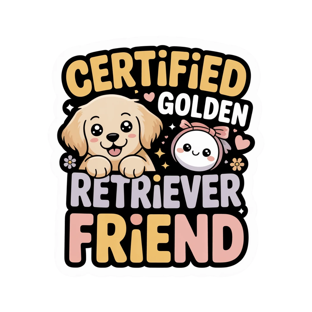 Certified Golden Retriever Friend Cute Dog Sticker