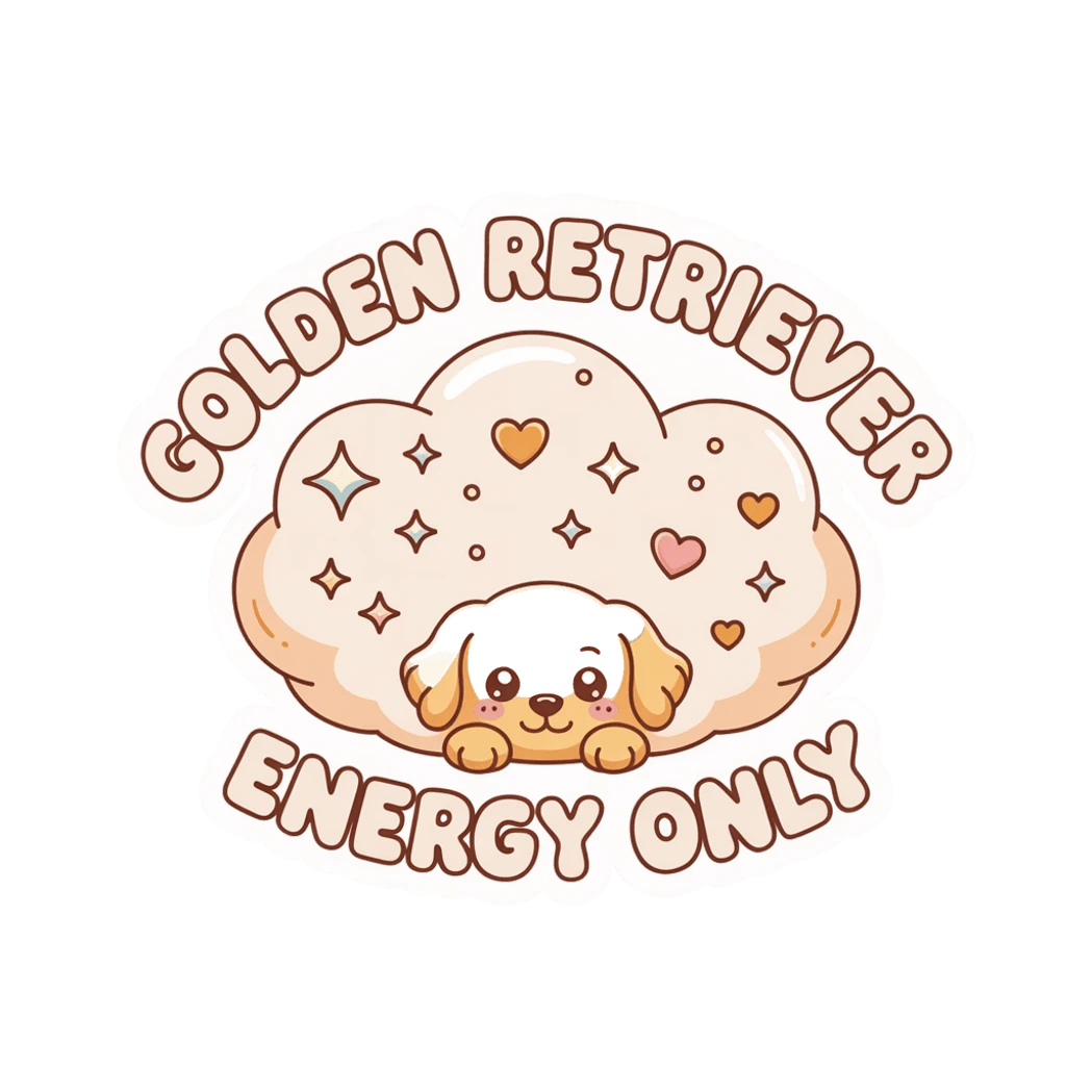Golden Retriever Energy Only Cute Dog Vinyl Sticker