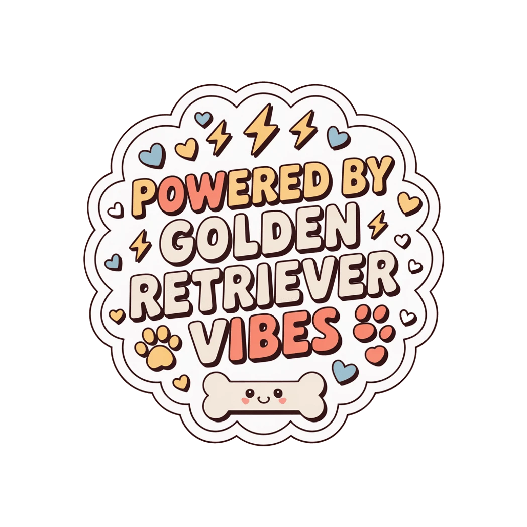 Powered By Golden Retriever Vibes Cute Dog Sticker