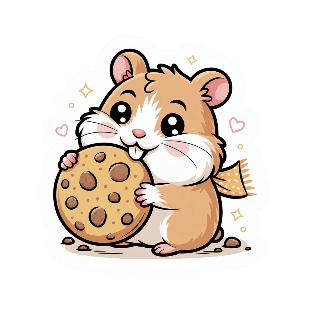 Cute Hamster With Cookie Die Cut Vinyl Sticker