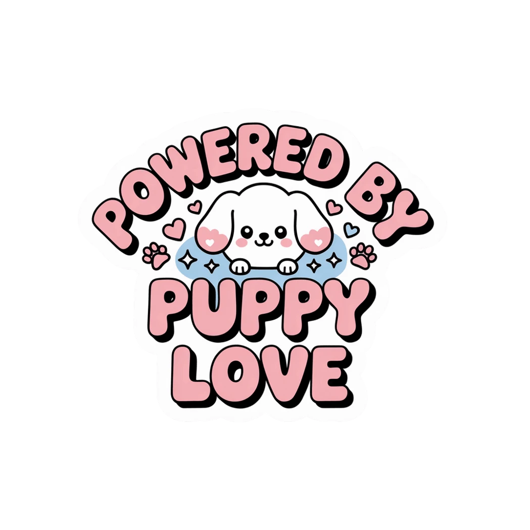 Powered By Puppy Love Cute Dog Quote Sticker