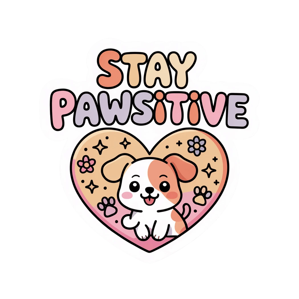 Stay Pawsitive Cute Puppy Heart Vinyl Sticker