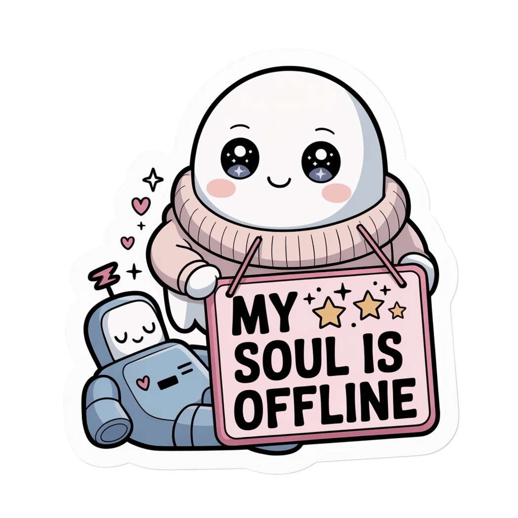Cute Kawaii Ghost My Soul Is Offline Sticker