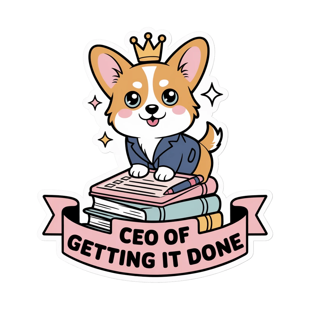 Cute Corgi CEO Of Getting It Done Sticker