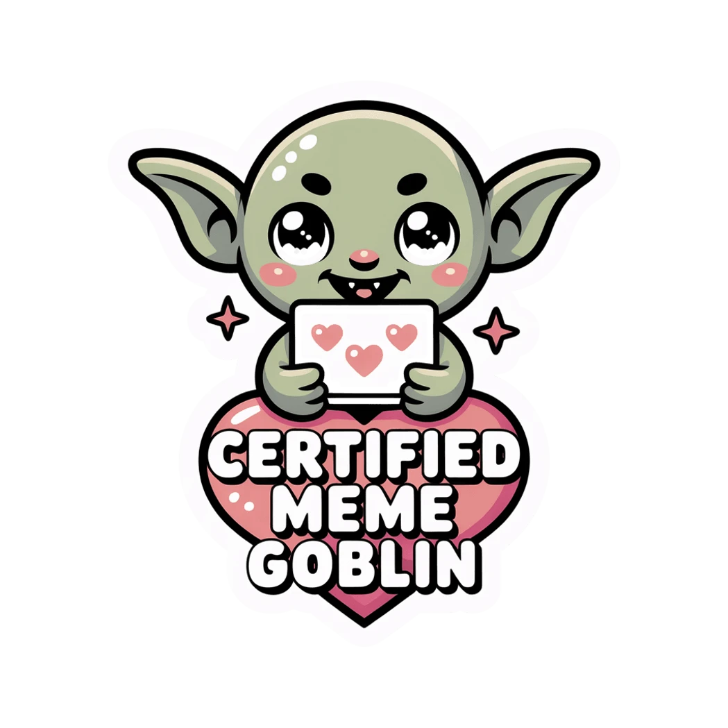 Certified Meme Goblin Cute Heart Vinyl Sticker