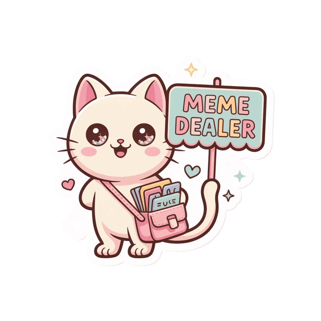 Cute Meme Dealer Cat Vinyl Sticker