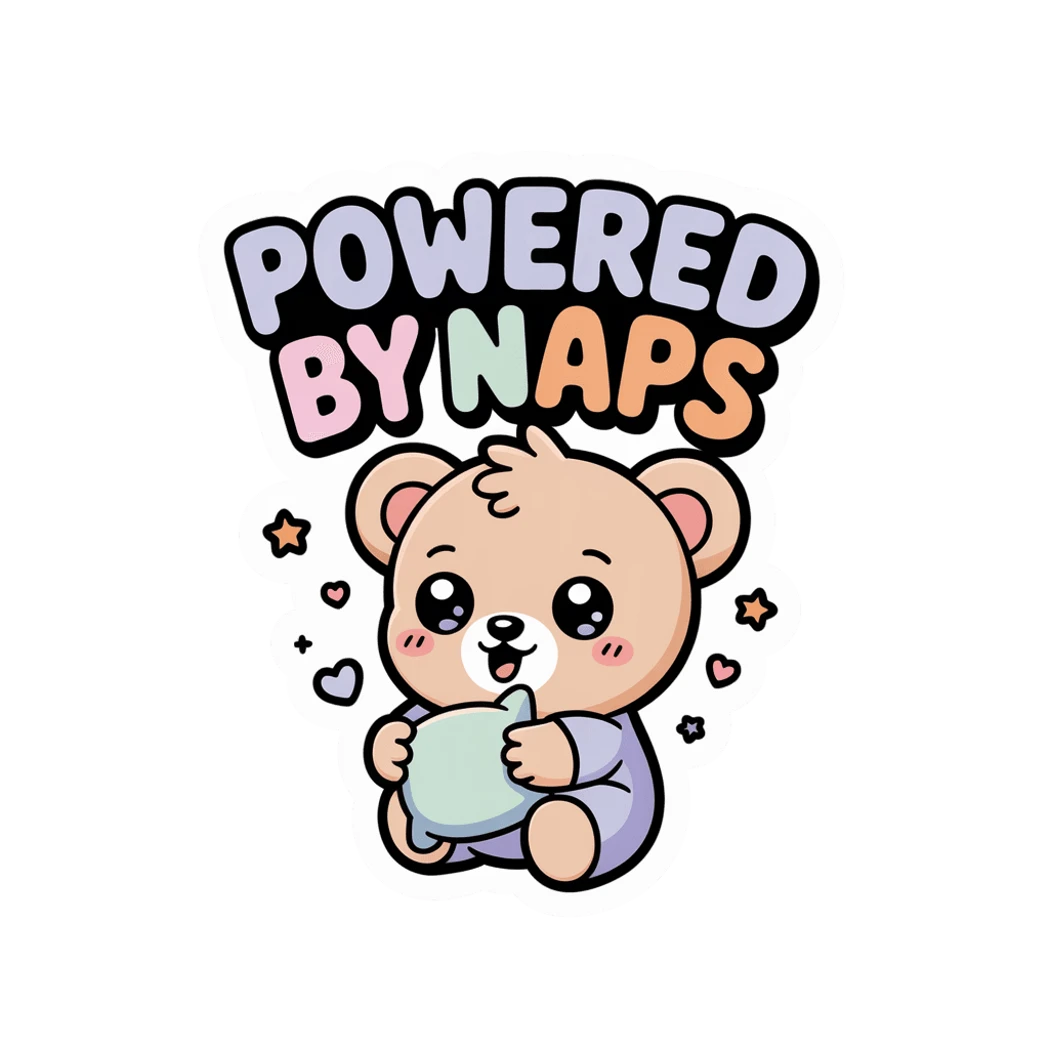 Cute Powered By Naps Bear Vinyl Sticker