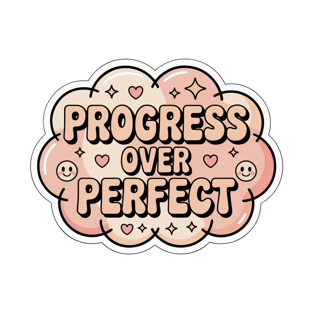 Progress Over Perfect Motivational Cute Vinyl Sticker
