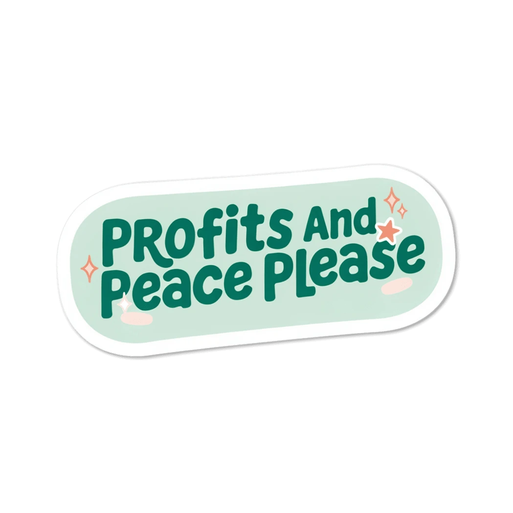 Profits And Peace Please Retro Vinyl Sticker for Small Business Owners