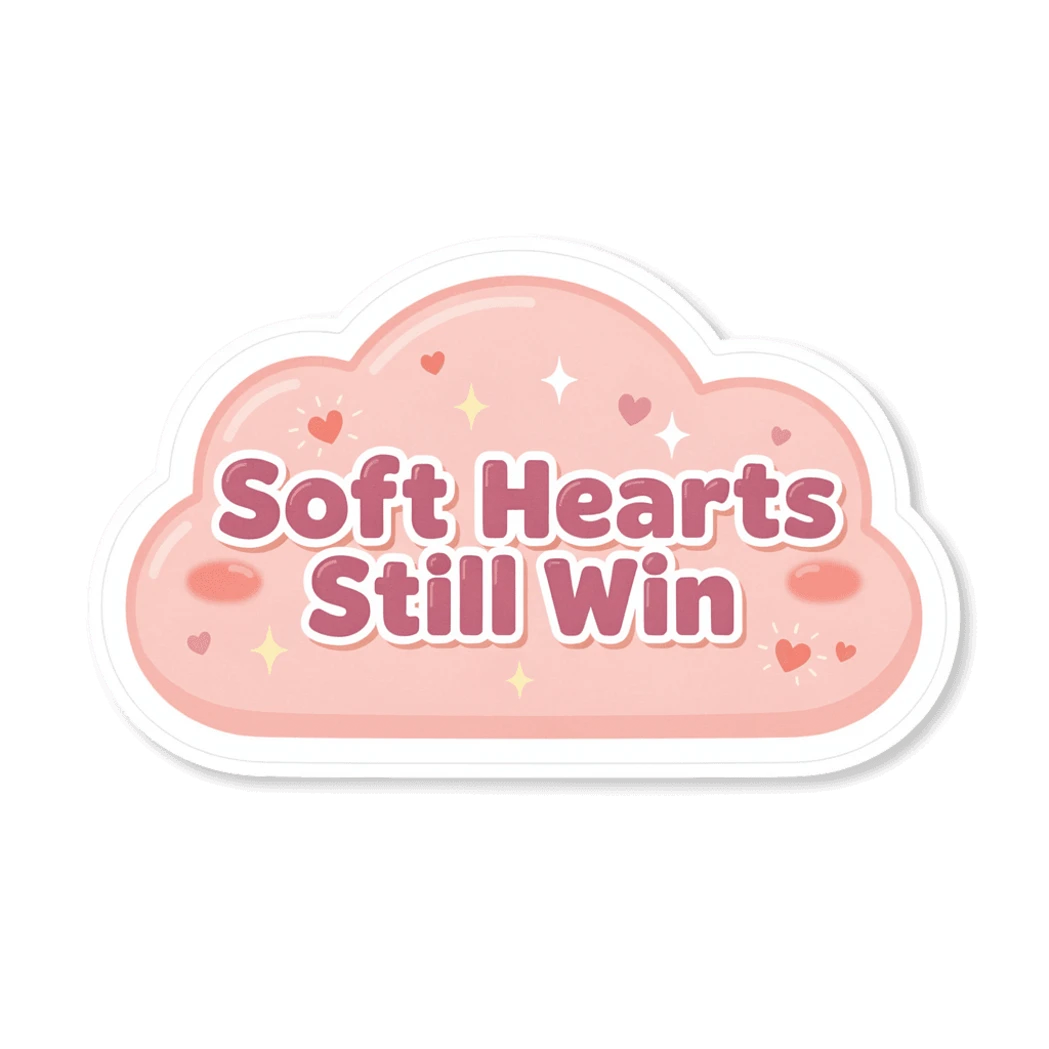 Soft Hearts Still Win Motivational Cloud Sticker