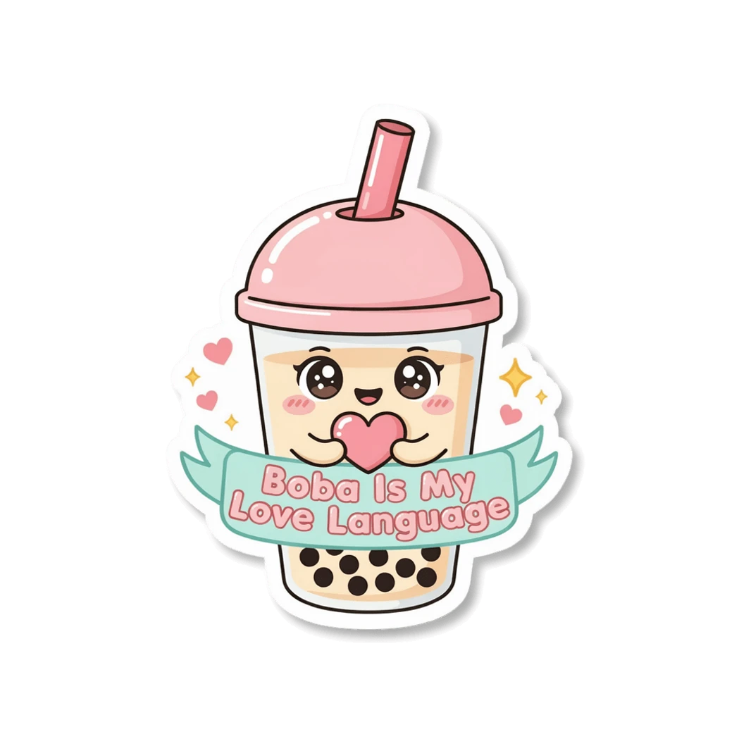 Cute Boba Is My Love Language Vinyl Sticker