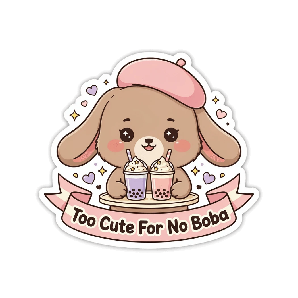 Cute Bunny With Boba Tea Kawaii Vinyl Sticker