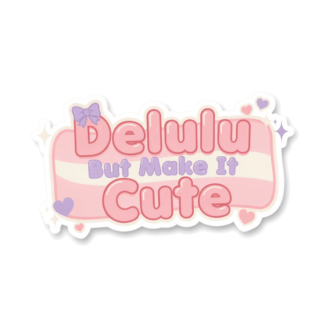 Delulu But Make It Cute Pastel Typography Sticker