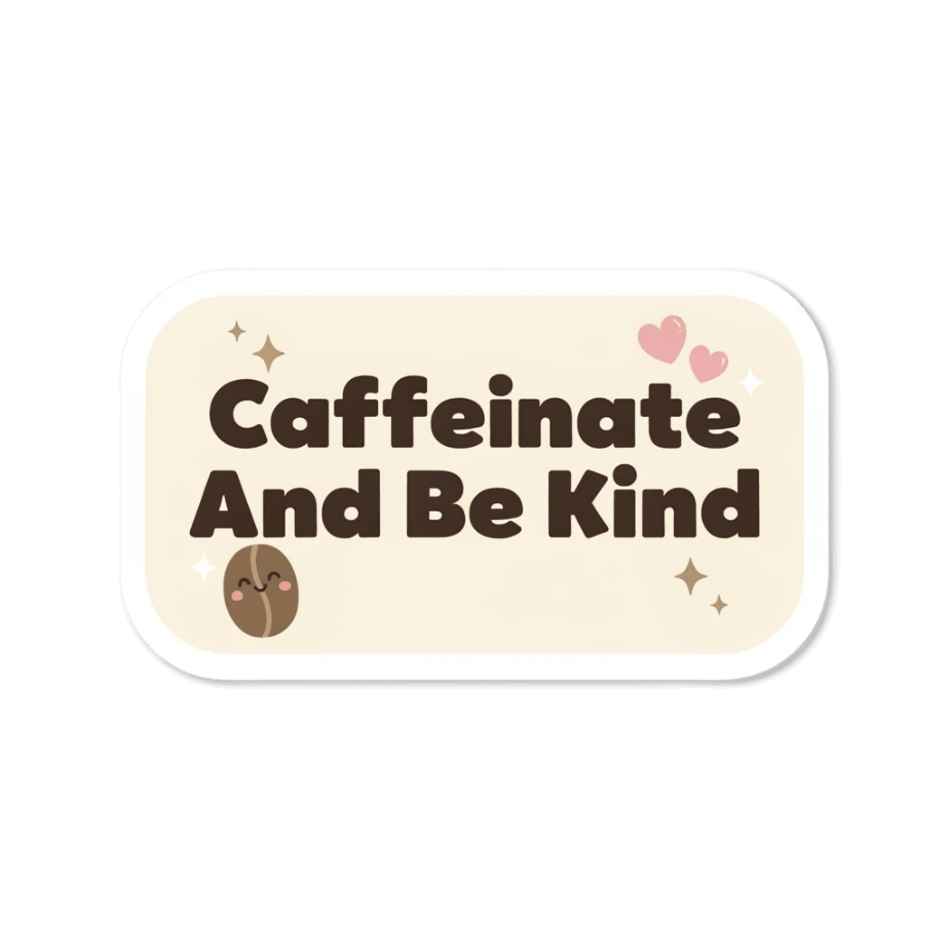 Caffeinate And Be Kind Coffee Quote Sticker