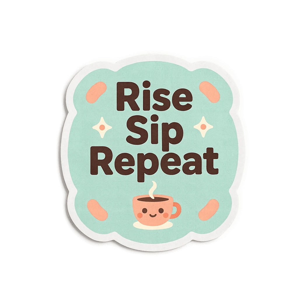Rise Sip Repeat Cute Coffee Quote Sticker