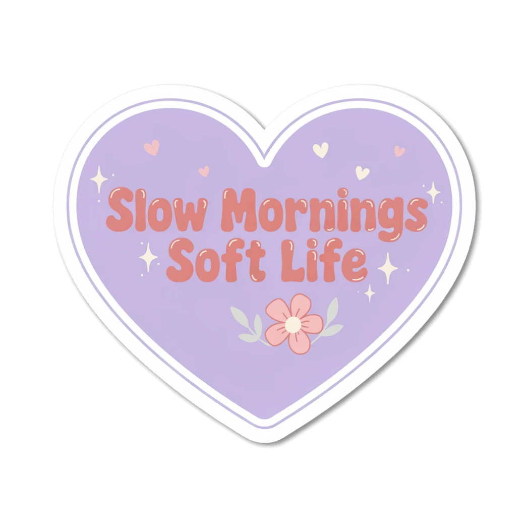 Slow Mornings Soft Life Heart Sticker