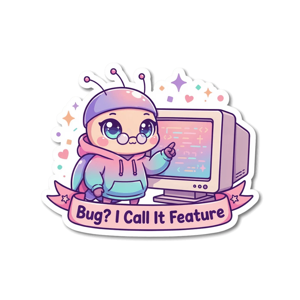Cute Bug I Call It Feature Programmer Sticker