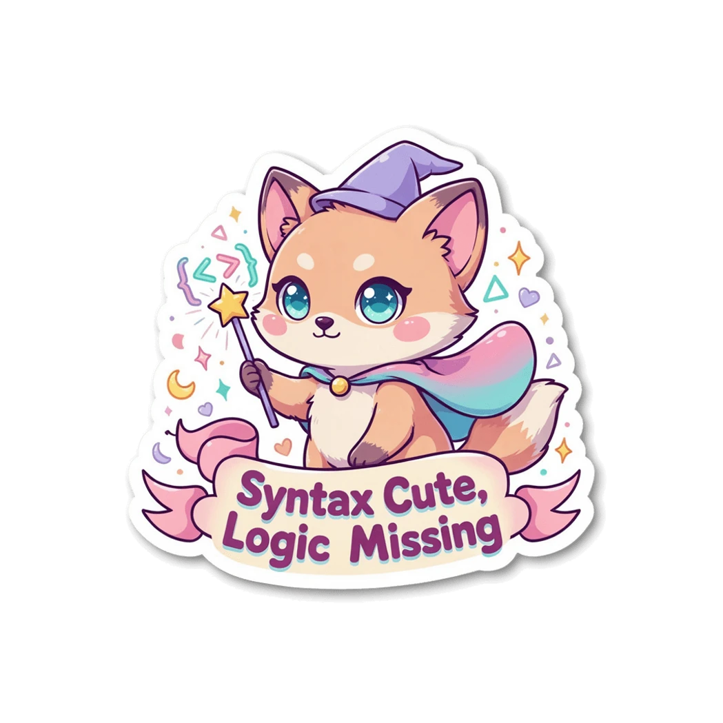 Cute Wizard Fox Coding Pun Vinyl Sticker