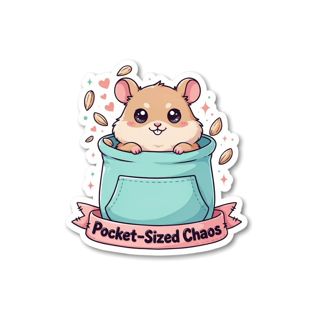 Cute Hamster in Pocket Pocket-Sized Chaos Sticker