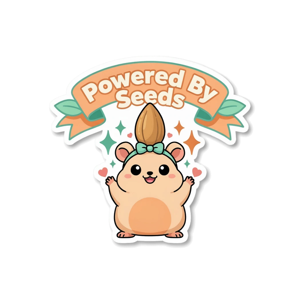 Cute Powered By Seeds Hamster Vinyl Sticker