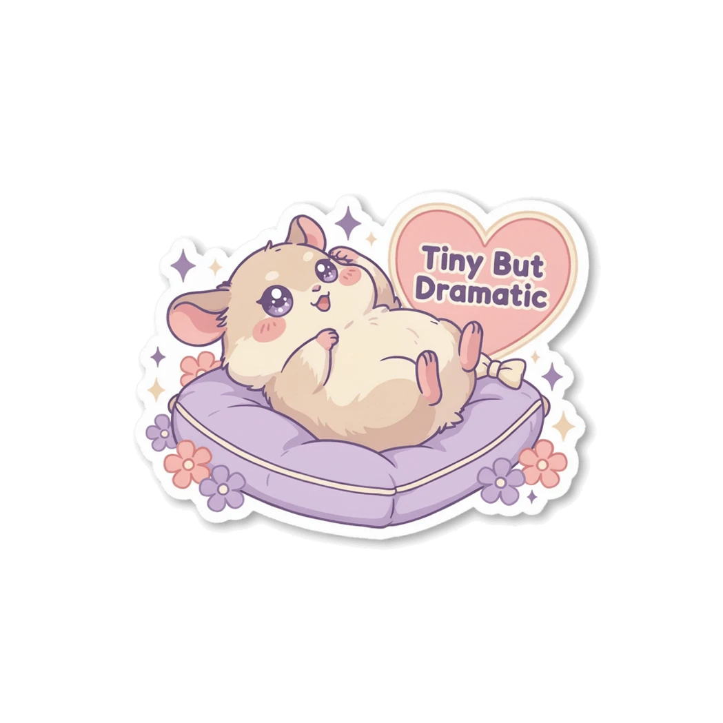 Cute Tiny But Dramatic Hamster Pillow Sticker