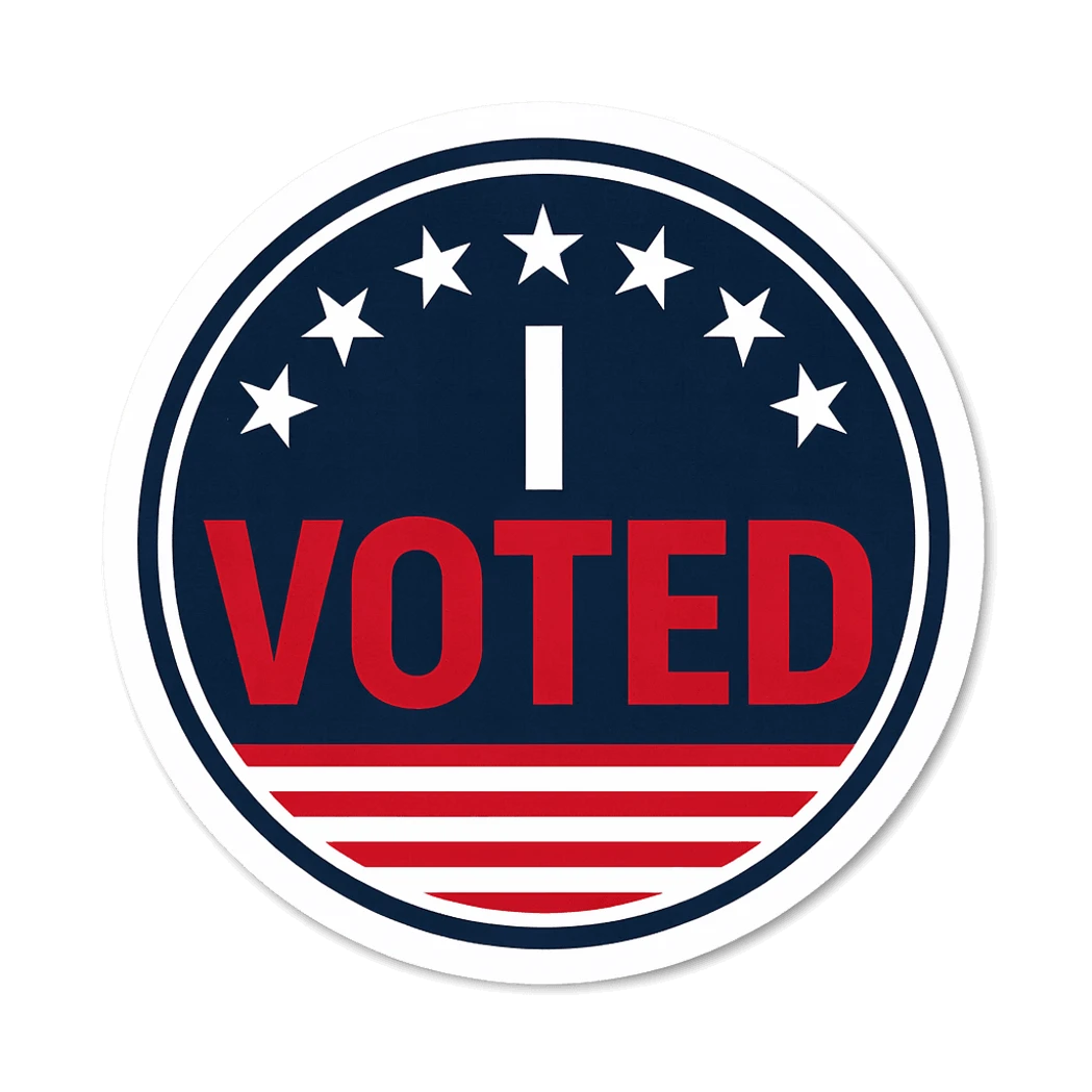 I Voted Patriotic Circle Election Sticker