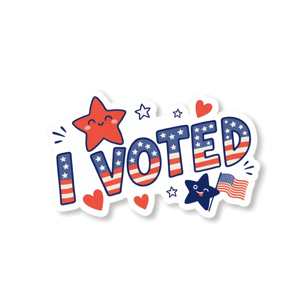 Patriotic I Voted Cute Stars Vinyl Sticker