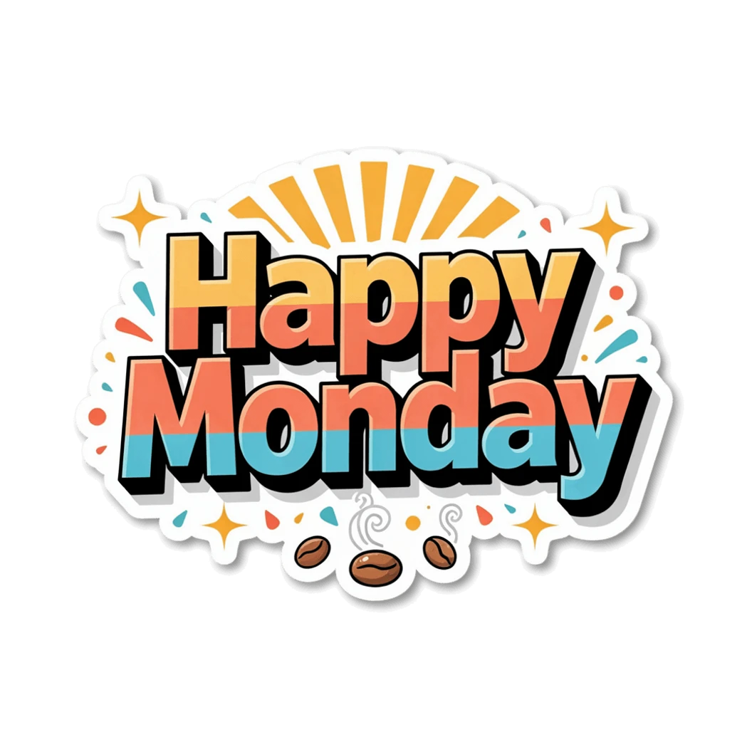 Happy Monday Sunrise Typography Sticker