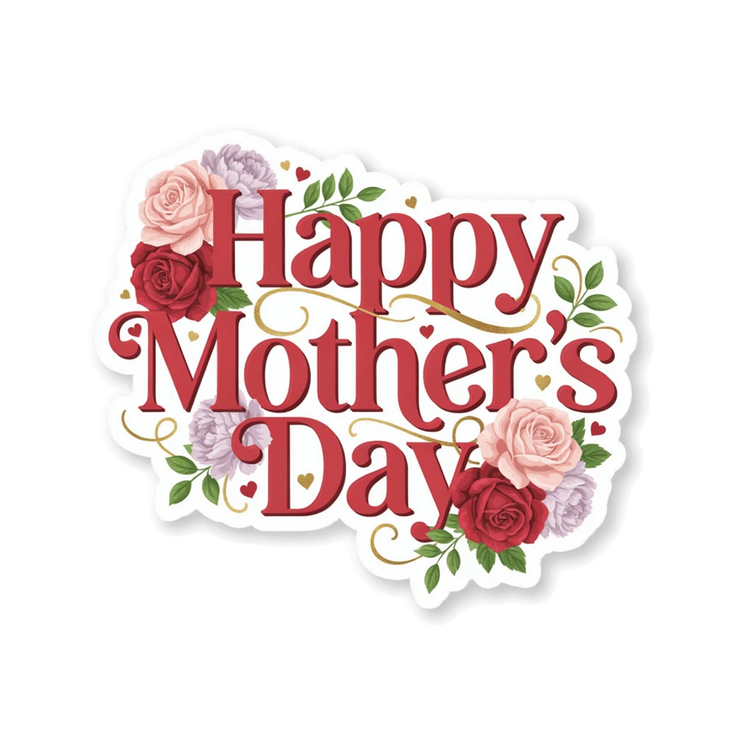Happy Mother's Day Floral Roses Vinyl Sticker