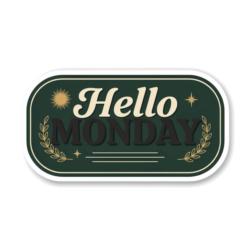 Hello Monday Vintage Typography Vinyl Sticker