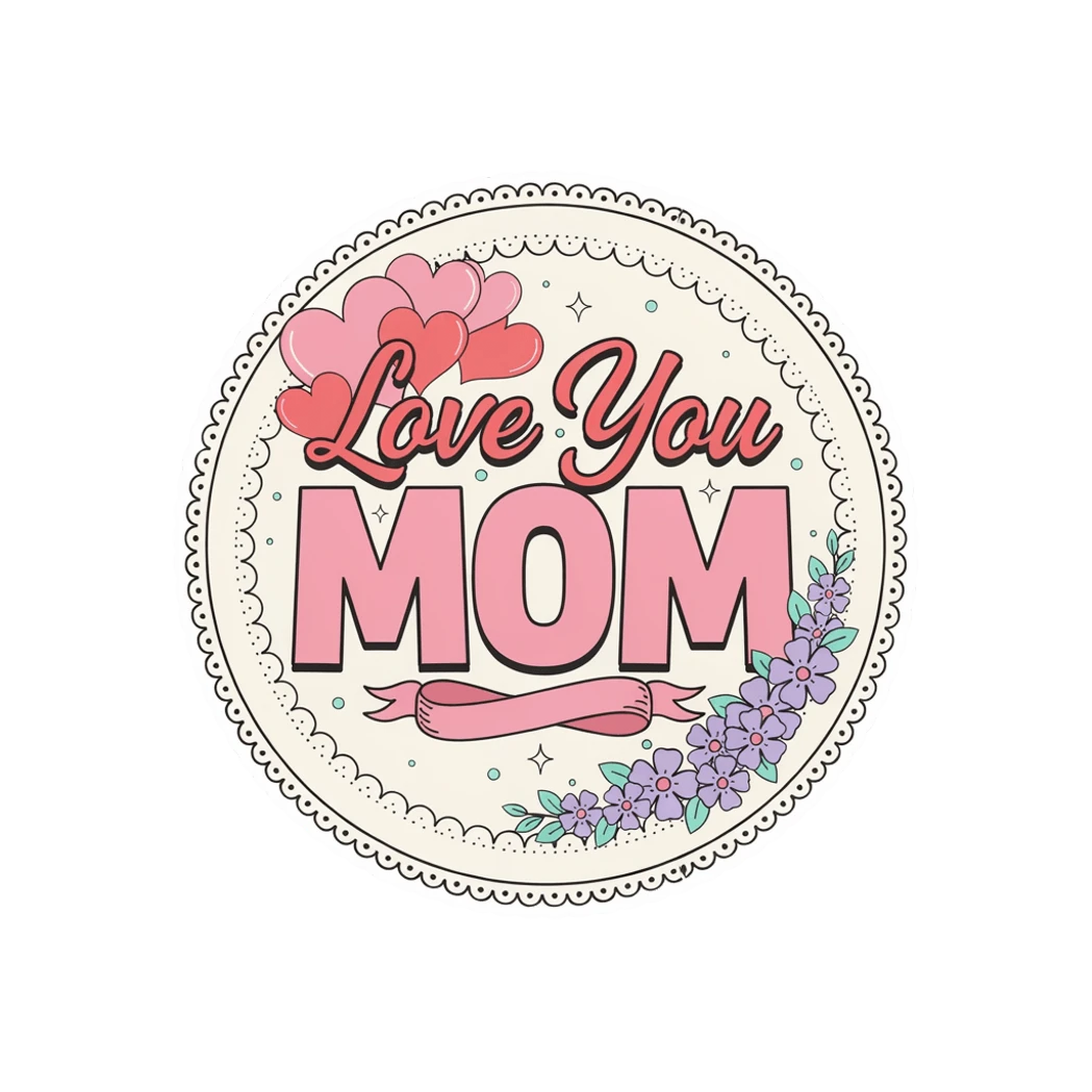 Love You Mom Floral Vinyl Sticker
