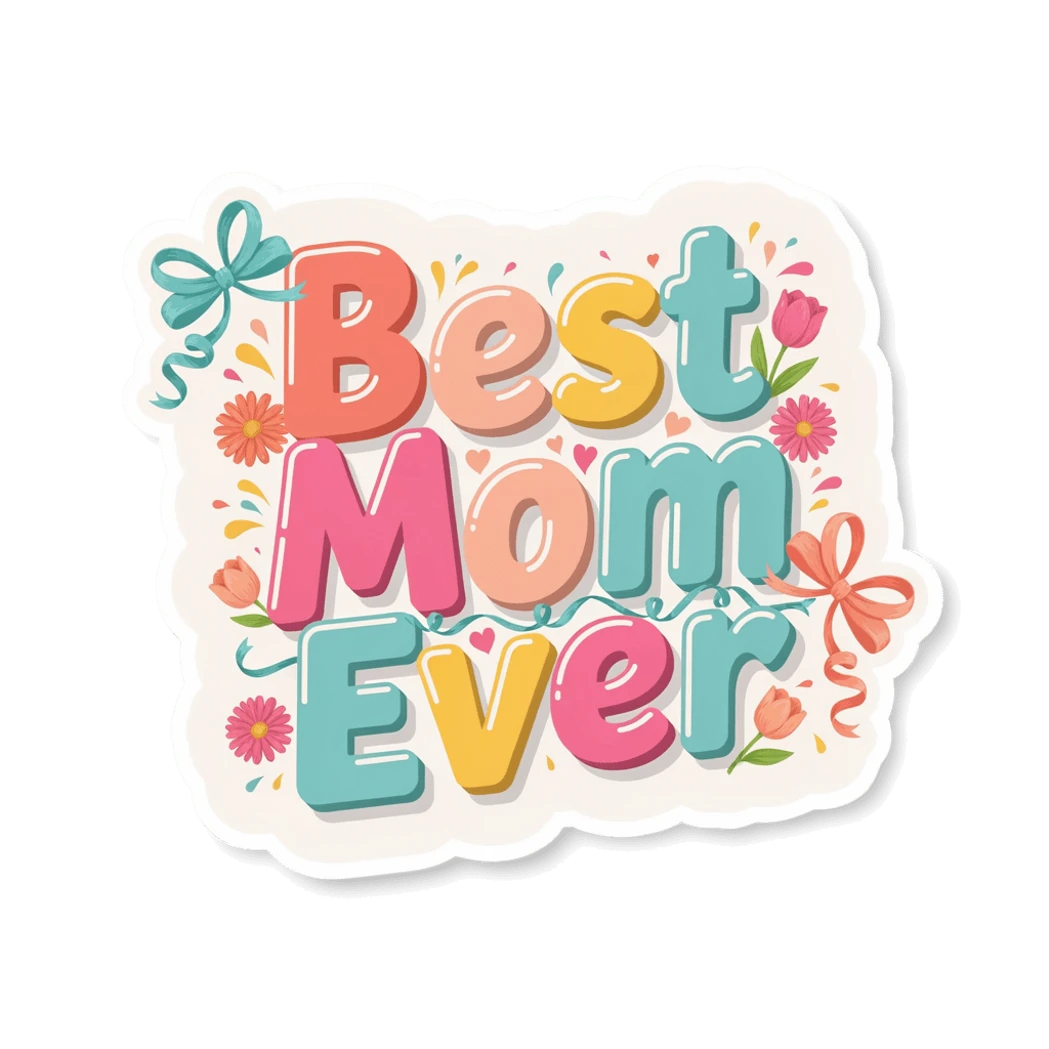 Best Mom Ever Floral Vinyl Sticker