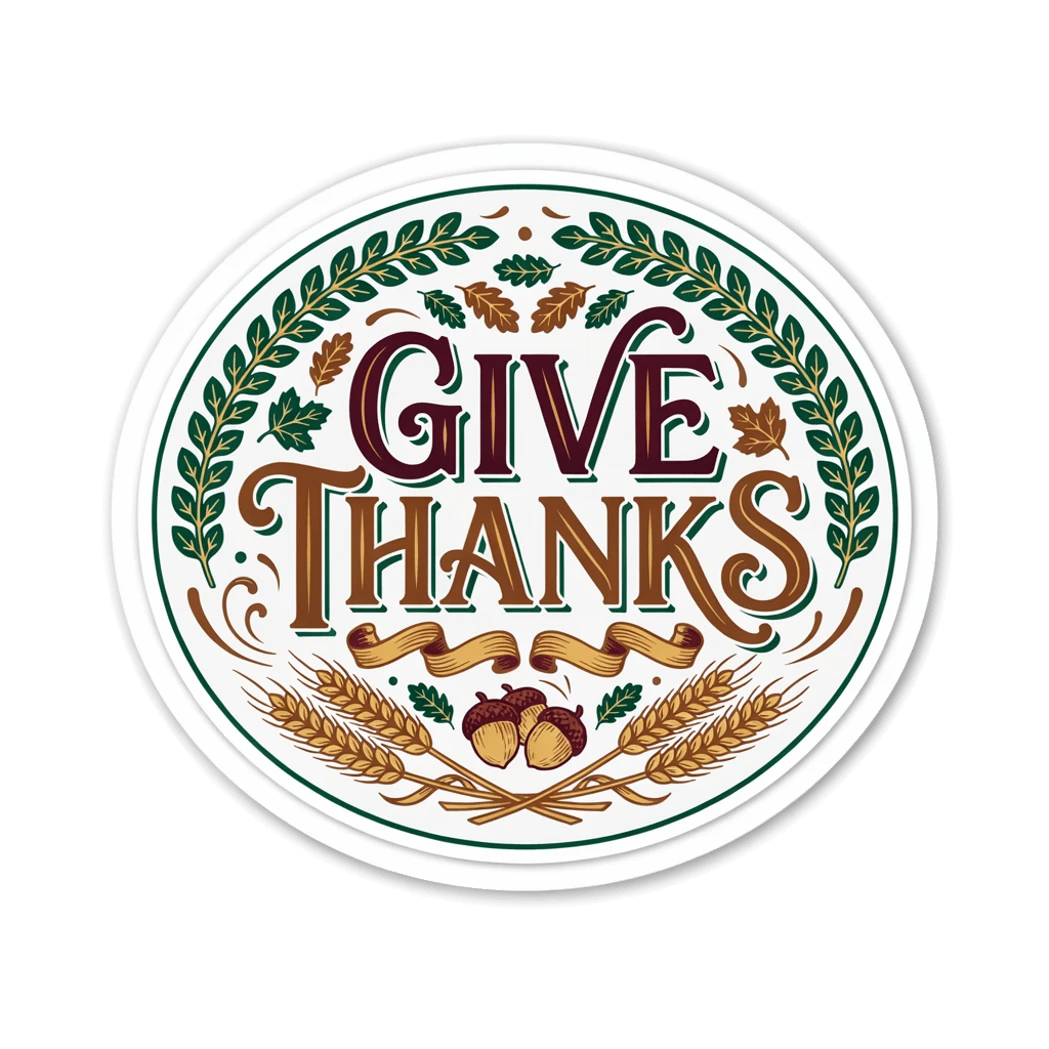 Give Thanks Autumn Harvest Sticker